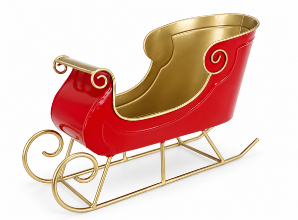 Red and Gold Metal Christmas Sleigh