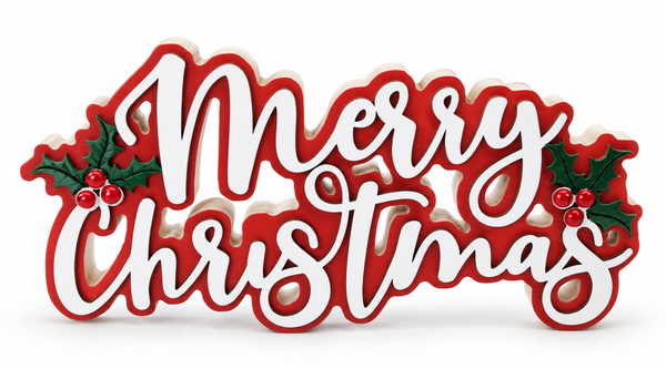 Merry Christmas Red Berry Table Sign