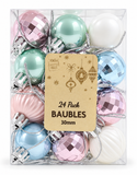 Mixed Christmas Baubles 30mm – 24 Pack