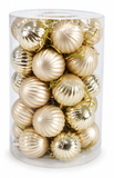 Ribbed Christmas Baubles 30mm – 34 Pack