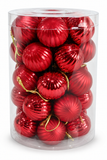 Ribbed Christmas Baubles 30mm – 34 Pack