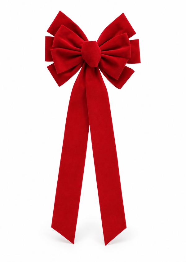 Red Flocked Christmas Bow
