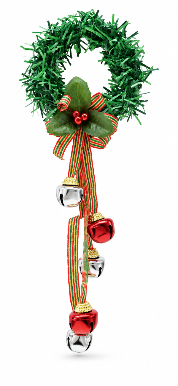 Tinsel Wreath and Bell Door Hanger