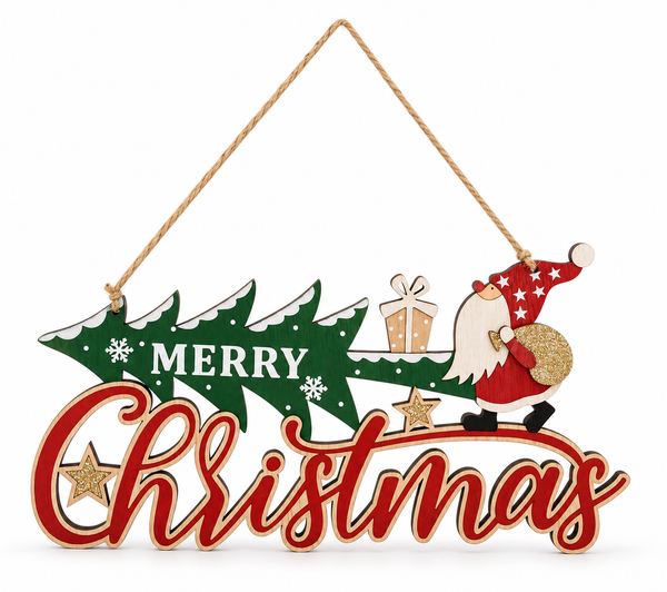 Gnome Christmas Tree Hanging Sign