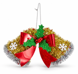 Tinsel Twin Bells Hanging Decoration