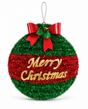 Merry Christmas Tinsel Bauble Plaque