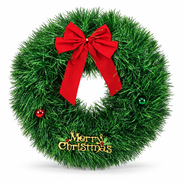 Chunky Tinsel Christmas Wreath with Bow 45 cm
