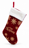 Classic Christmas Stocking with Gold Glitter Embroidery 54 cm