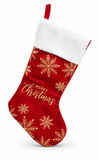 Classic Christmas Stocking with Gold Glitter Embroidery 54 cm