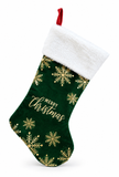 Classic Christmas Stocking with Gold Glitter Embroidery 54 cm