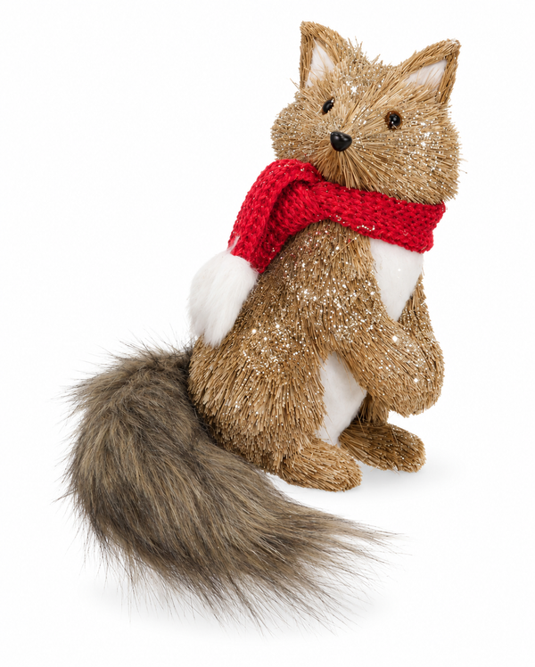 Christmas Fox with Red Scarf – 23cm