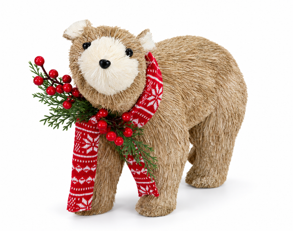 Christmas Bear with Knitted Scarf – 40cm