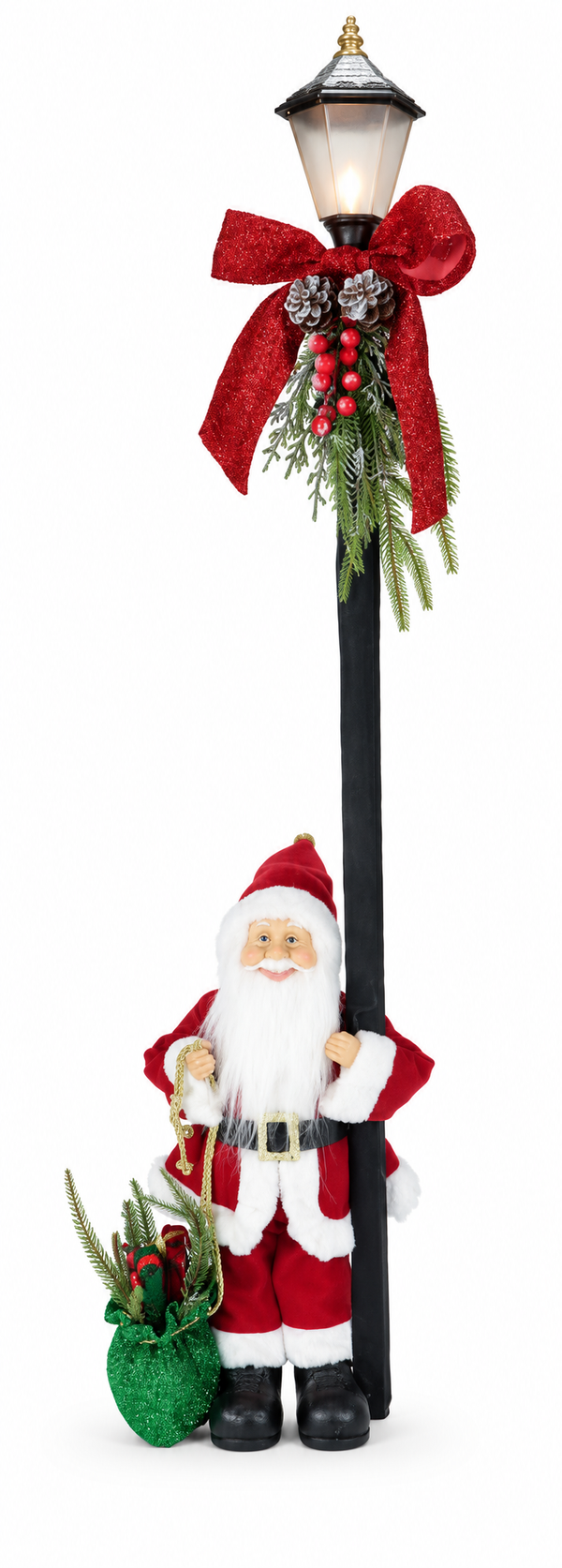 Plush Christmas Character with Light Up Lamppost – 110cm