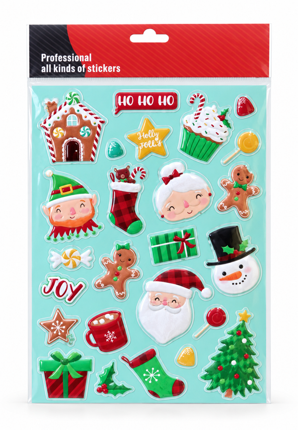 Embossed Christmas Sticker Sheet