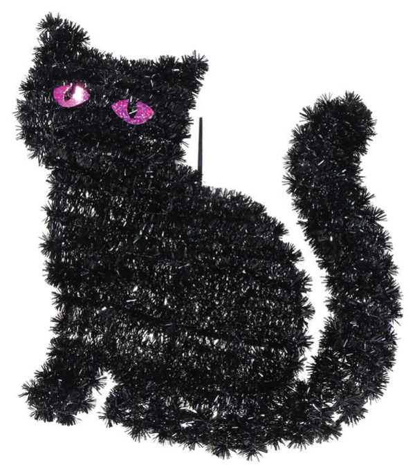Hanging Tinsel Black Cat 33cm — XH0000181