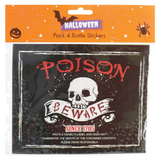 Halloween Bottle Stickers 4pk Assorted — XH0000564