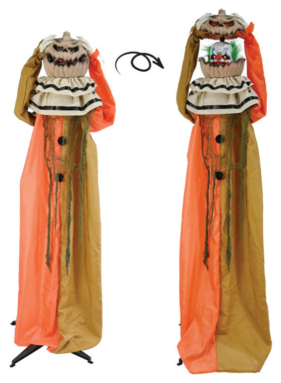 Animated Standing Pumpkin Clown Battery Operated 1.7m — XH0000679
