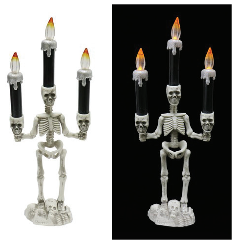 Battery Operated Skeleton Candelabra W/Light Up Candles — XH5401