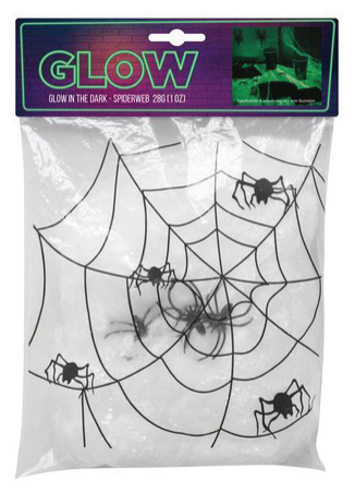 Glow in the Dark Spiderweb With 3 Spiders — XH5597