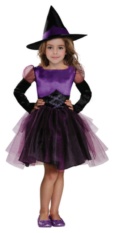 Costume Purple Long Sleeve Witch Kids — XH7409