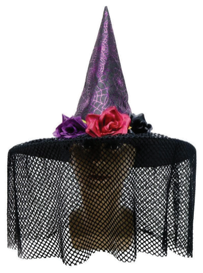 Deluxe Witches Hat With Trim Assorted — XH7410