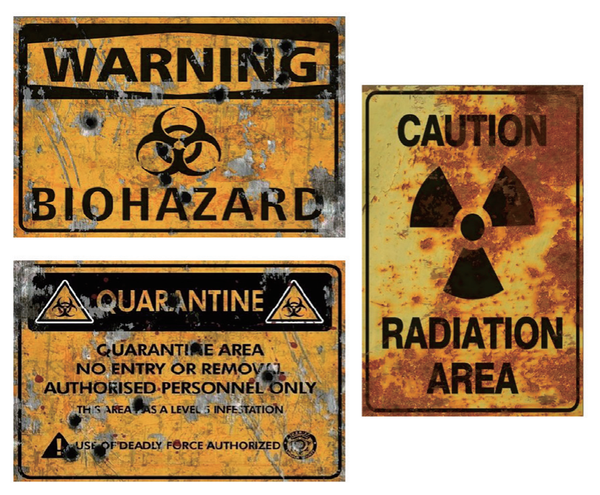 Halloween Warning Sticker 30cm 3pk — XH7799