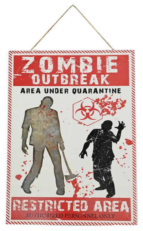 Zombie Zone Hanging Plaque 40cm Assorted — XH7801