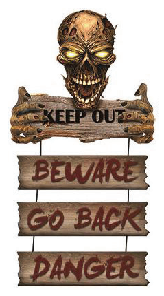 Halloween Warning Plaque 58cm Assorted — XH7803