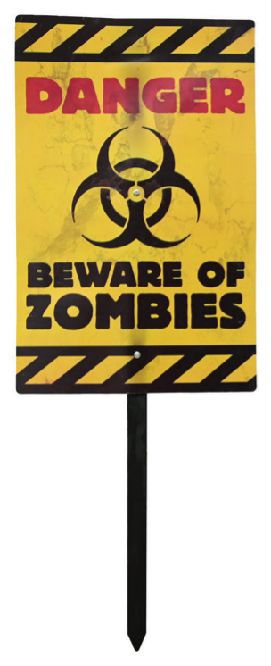Zombie Sign Stake 58cm Assorted — XH7805