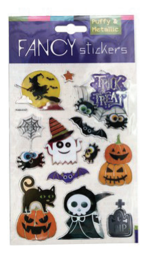 Halloween Puffy Metallic Stickers Assorted — XH7827