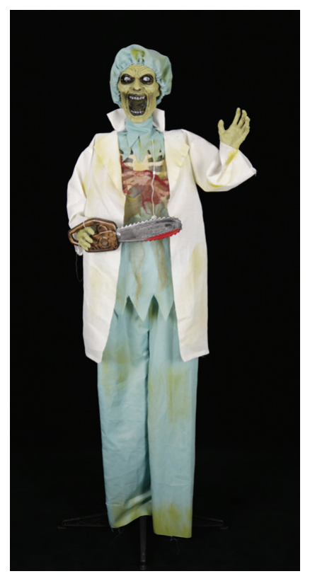 Animated Zombie Doctor With Chainsaw 1.7m — XH7854