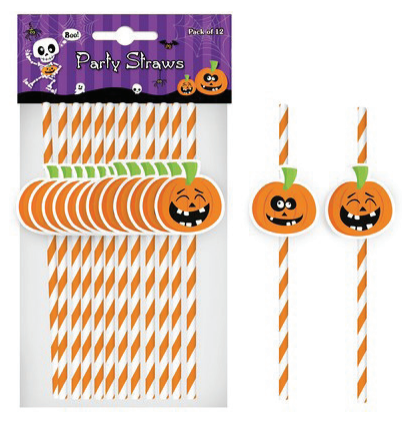 Pumpkin Party Straws 12pk — XH8122