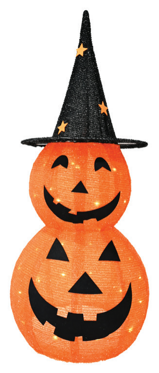 LED Mesh Pumpkin Stack With Witch Hat Battery Operated 95cm — XH8516
