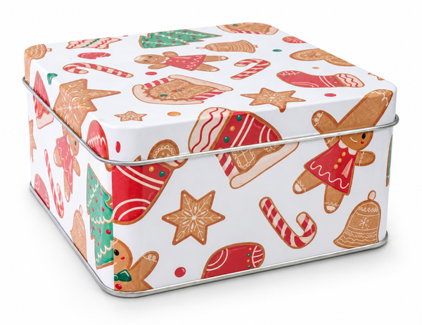 Gingerbread Square Christmas Cookie Tin 12cm