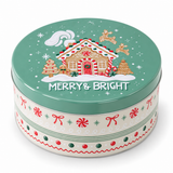 Gingerbread Round Christmas Cookie Tin