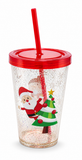 Christmas Glitter Cup with Straw 550 mL