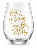 Gold Christmas Stemless Glass 550 mL