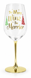 Christmas Wine Glass with Gold Stem