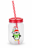 Christmas Screw-Top Cup with Straw
