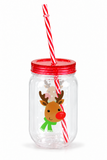 Christmas Screw-Top Cup with Straw