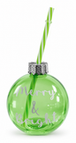 Christmas Slogan Bauble Cup with Straw