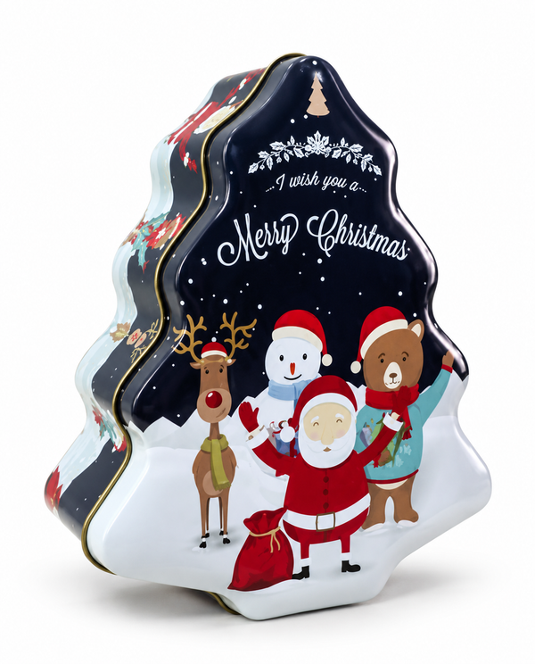 Christmas Tree-Shaped Cookie Tin
