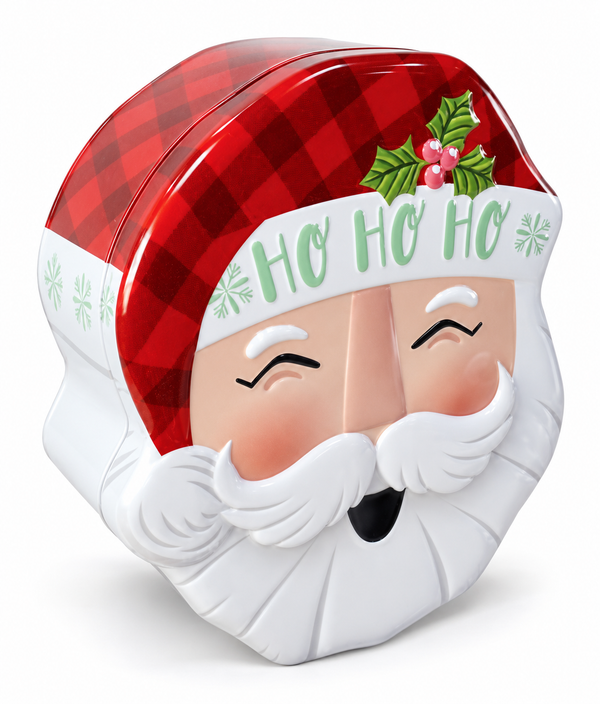Santa Face Christmas Cookie Tin