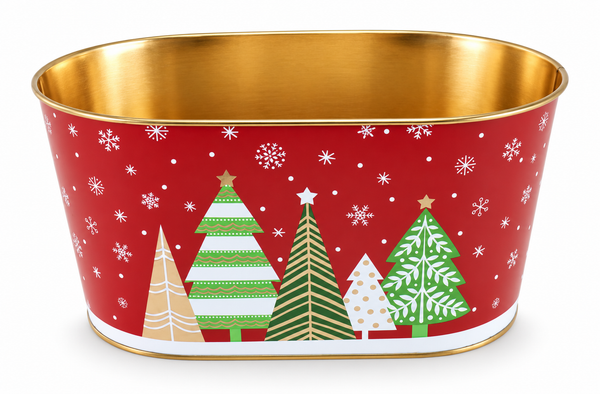 Printed Christmas Metal Tub – 19.5cm