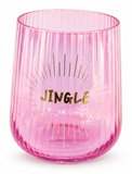 Pink Iridescent Fluted Christmas Stemless Glass