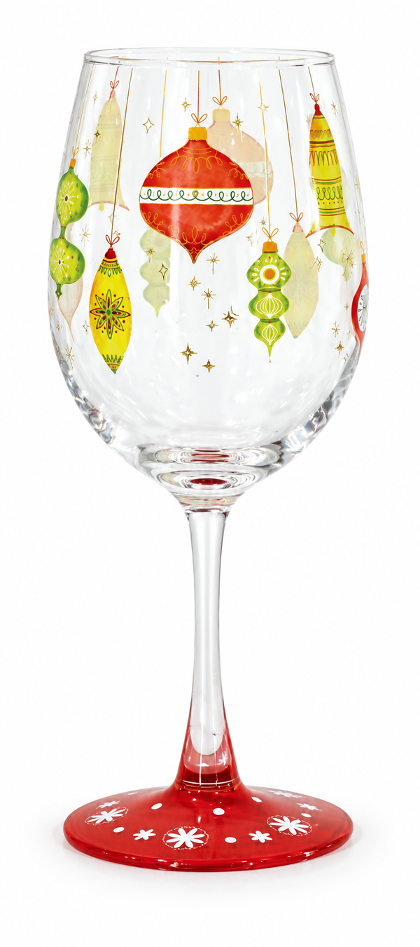 Printed Christmas Wine Glass