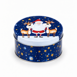 Round Christmas Cookie Tin – Santa and Nutcracker Designs