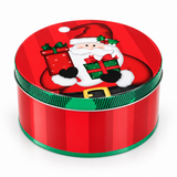 Round Christmas Cookie Tin – Santa and Nutcracker Designs