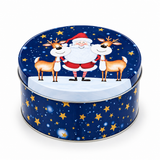 Round Christmas Cookie Tin – Santa and Nutcracker Designs