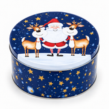 Round Christmas Cookie Tin – Santa and Nutcracker Designs
